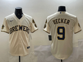 Men's Milwaukee Brewers Bob Uecker #9 Cream Home Limited Player Jersey
