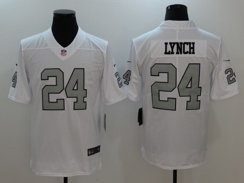 Men's Las Vegas Raiders Marshawn Lynch #24 White Game Player Jersey1