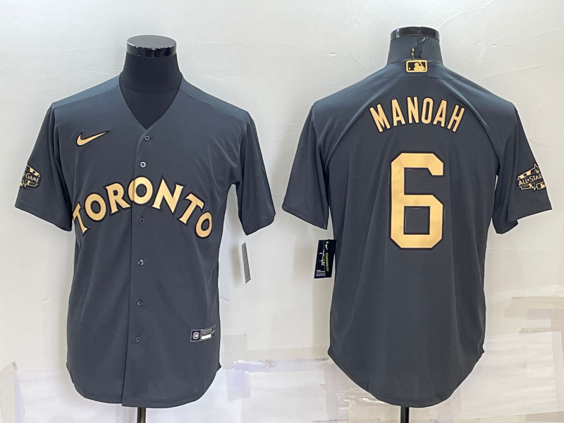Men's Toronto Blue Jays Alex Manoah #6 Gray Replica Baseball Jersey1
