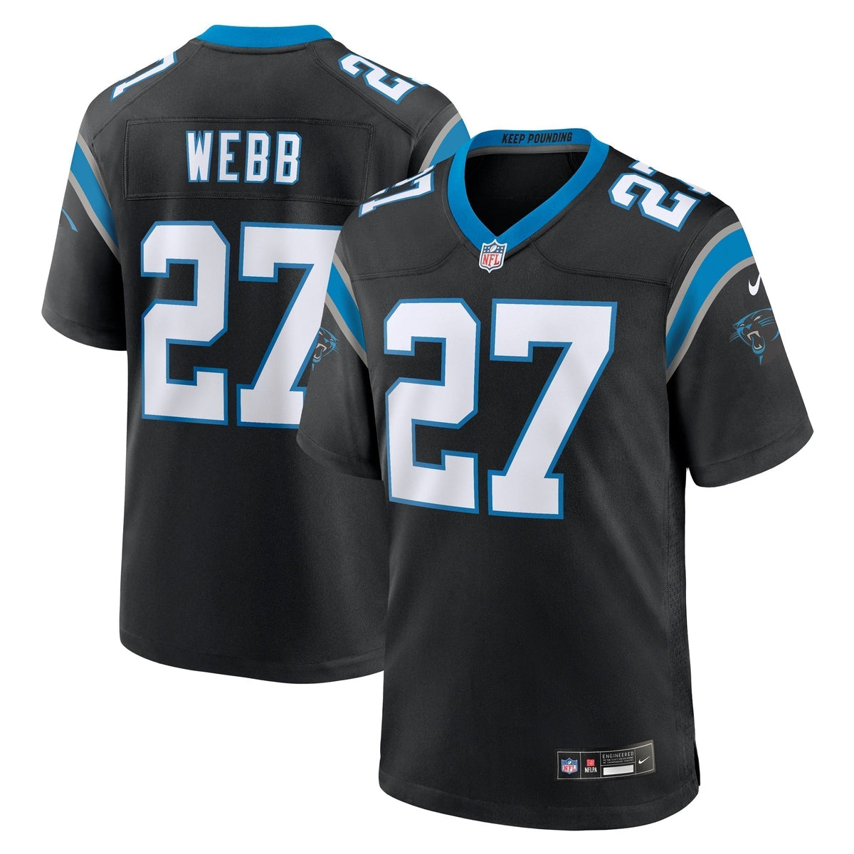 Sam Webb Carolina Panthers  Team Game Jersey -  Black