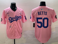 Men's Los Angeles Dodgers Mookie Betts #50 Pink Alternate Replica Player Jersey