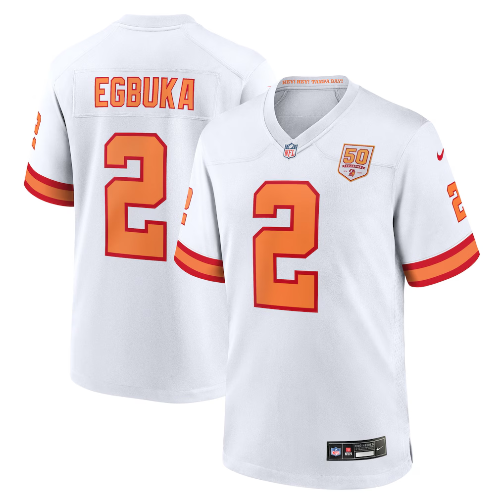 Men's  Emeka Egbuka White '76 Tampa Bay Buccaneers Alternate 50th Season Game Jersey