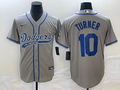 Men's Los Angeles Dodgers Justin Turner #10 Gray Player Jersey1 Joint Edition