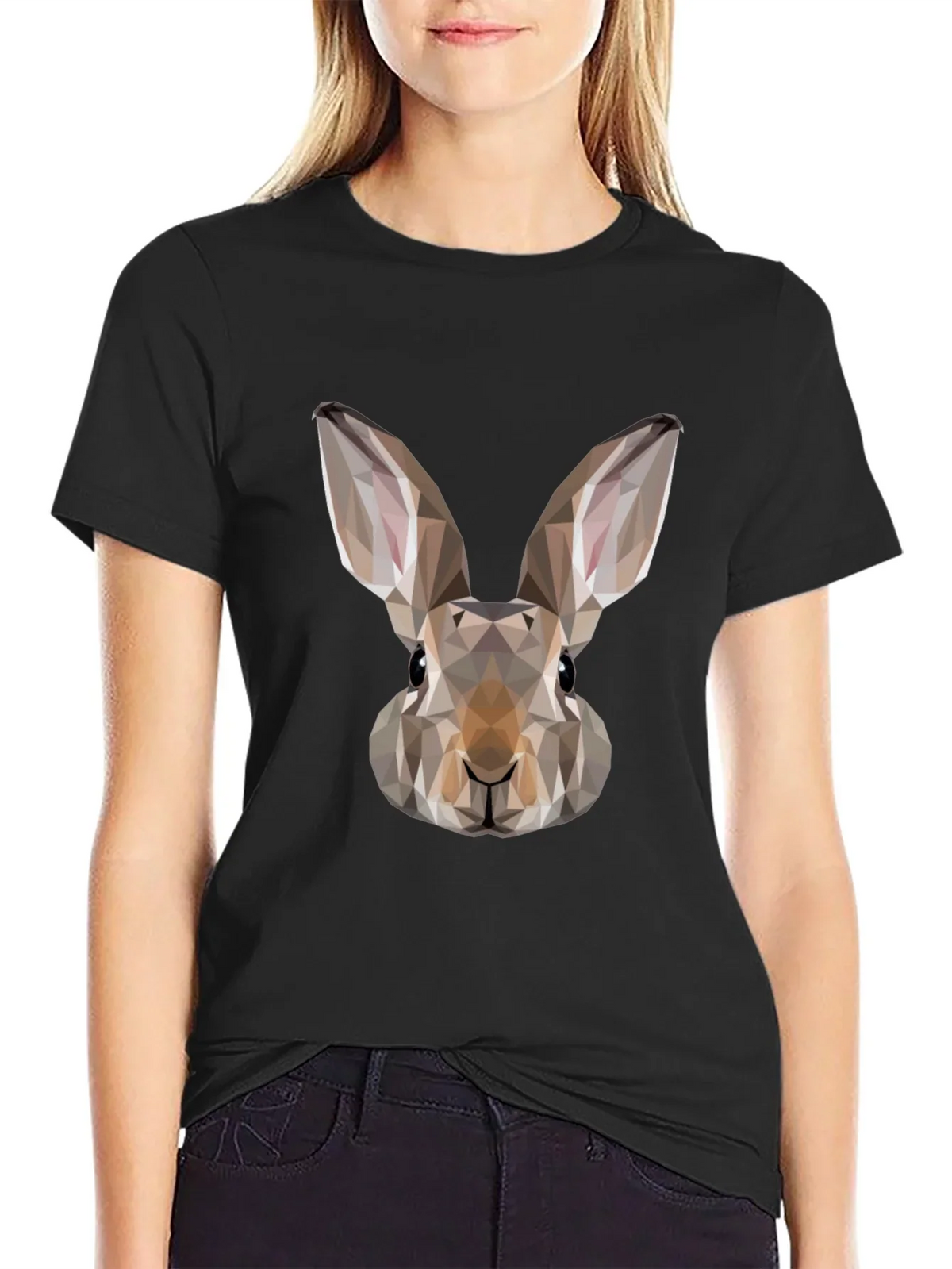 Geometric Rabbit Graphic Tee - Mens Black T-Shirt