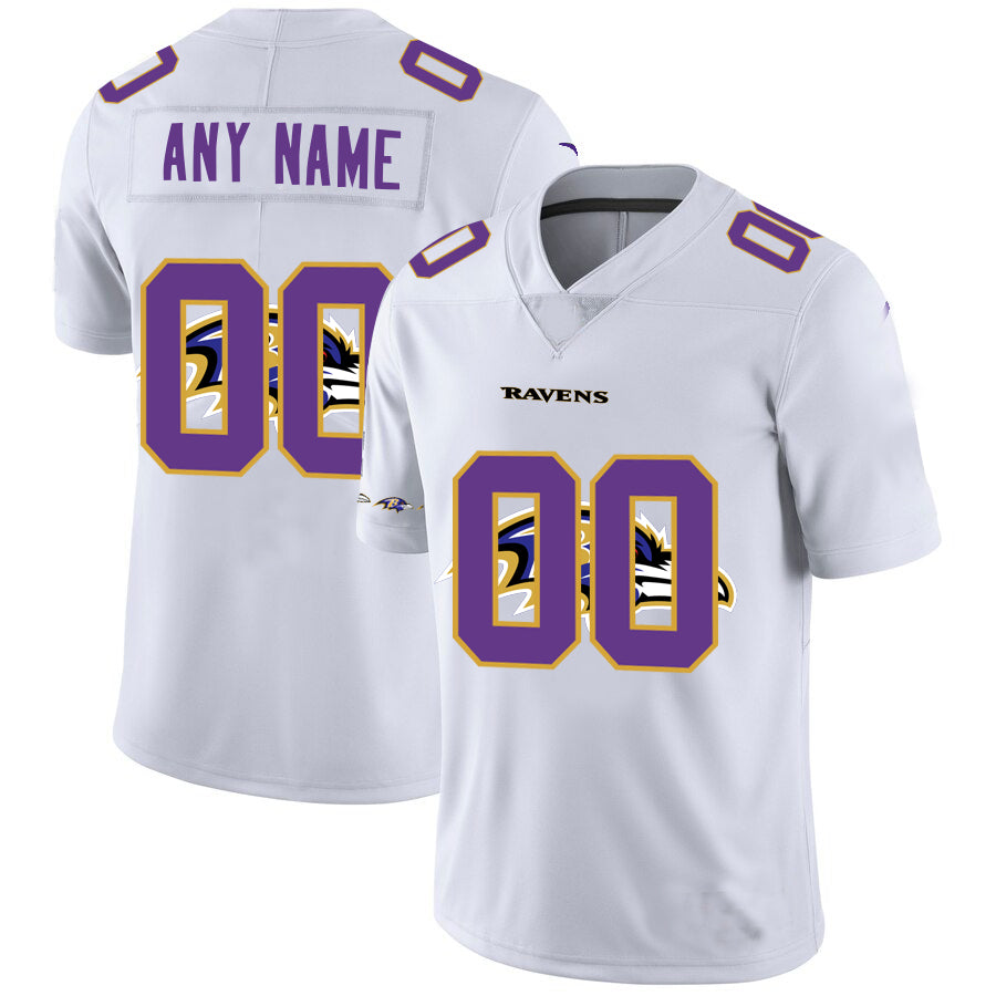 Custom1 Baltimore Ravens White Team Big Logo Vapor Untouchable Limited Jersey1 Stitched American Football Jerseys