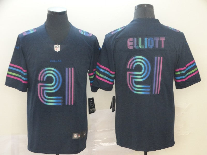 Men's Dallas Cowboys Ezekiel Elliott #21 Navy City Edition Game Jersey1