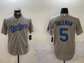 Men's Los Angeles Dodgers Freddie Freeman #5 Gray Player Game Jersey
