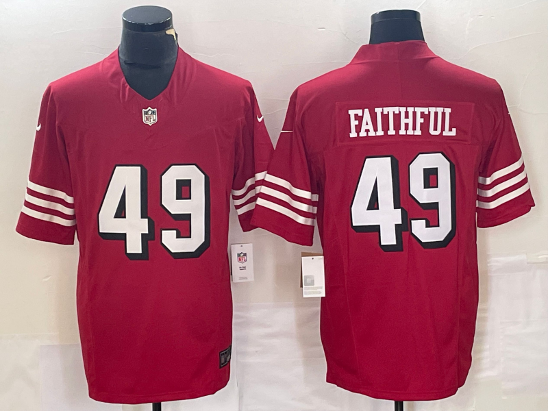 Men's San Francisco 49ers The Faithful #49 Red Gamer Player Jersey1