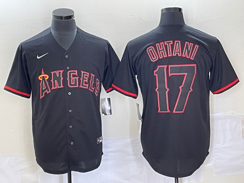 Men's Los Angeles Angels Shohei Ohtani #17  Black Sewn Baseball Jersey