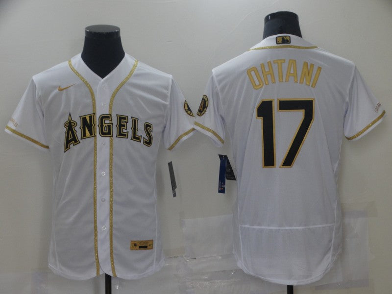 Men's Los Angeles Angels Shohei Ohtani #17 White Sewn Baseball Jersey1