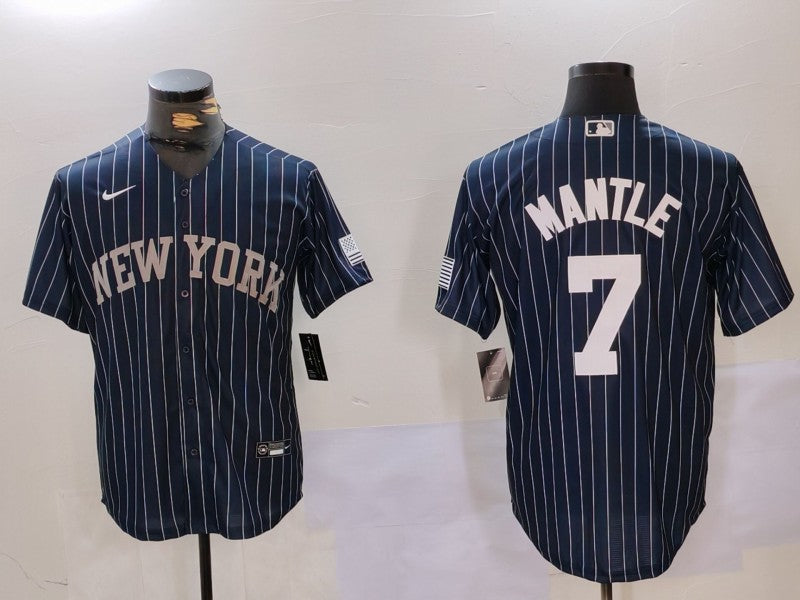 Men's New York Yankees Mickey Mantle #7 Navy Player Jersey1