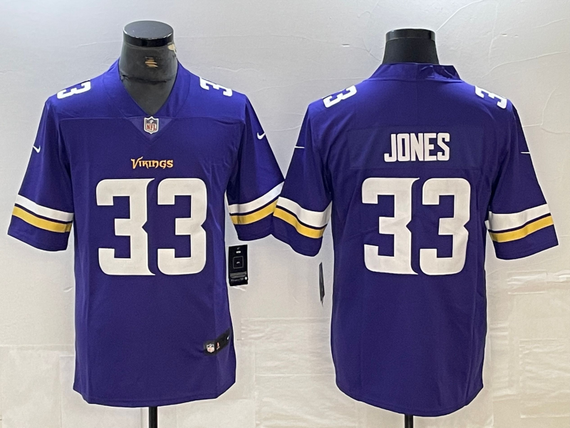 Men's Minnesota Vikings Aaron Jones #33 Purple Player Game Jersey1
