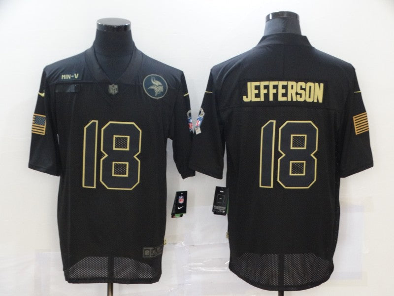 Men's Minnesota Vikings Justin Jefferson #18 Black Game Player Jersey1