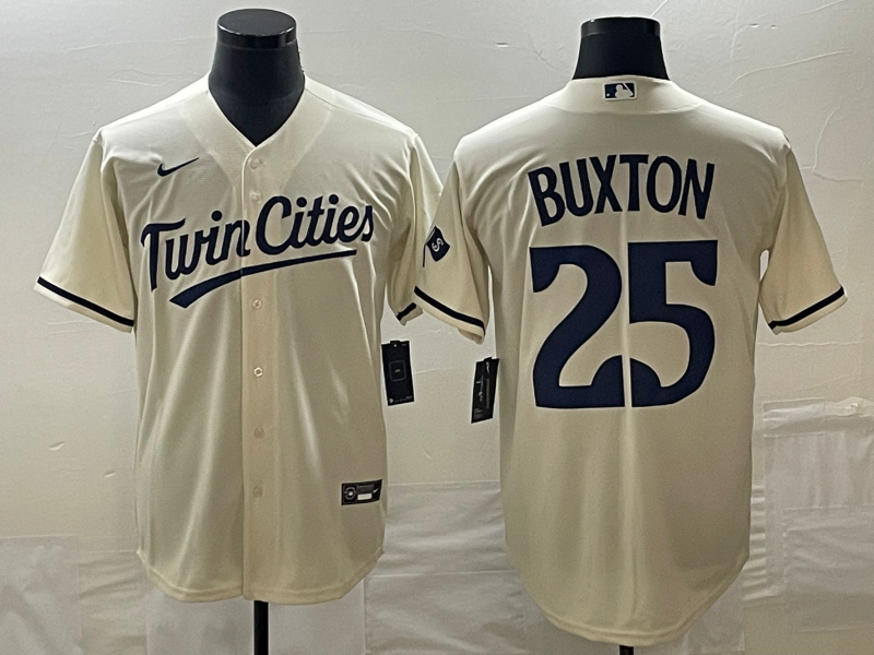 Men's Minnesota Twins Byron Buxton #25 Beige Alternate Replica Player Jersey1