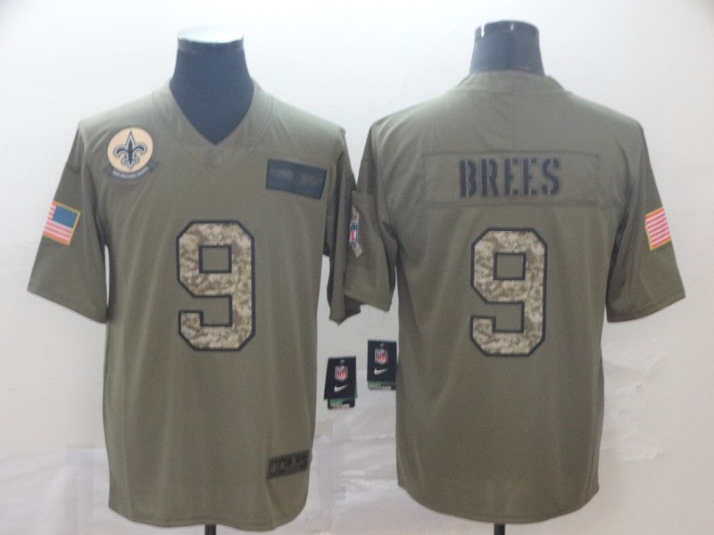 Men's New Orleans Saints Drew Brees #9 Brown Player Game Jersey1