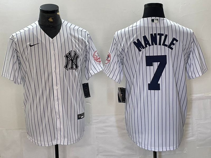 Men's New York Yankees Mickey Mantle #7 White Limited Player Jersey1