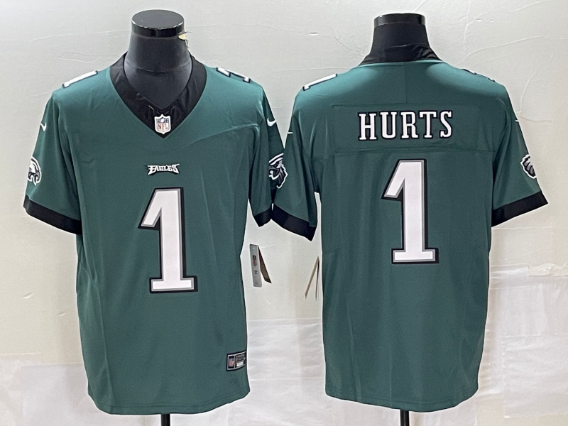 Men's Philadelphia Eagles Jalen Hurts #1 Midnight Green Player Jersey1