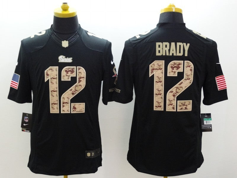 Men's New England Patriots Tom Brady #12 Black Alternate Game Jersey1