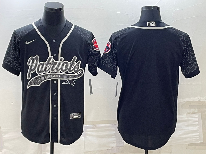 Men's New England Patriots Black RFLCTV Limited Blank Jersey1