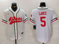 Men's San Francisco 49ers Trey Lance #5 White Game Player Jersey1