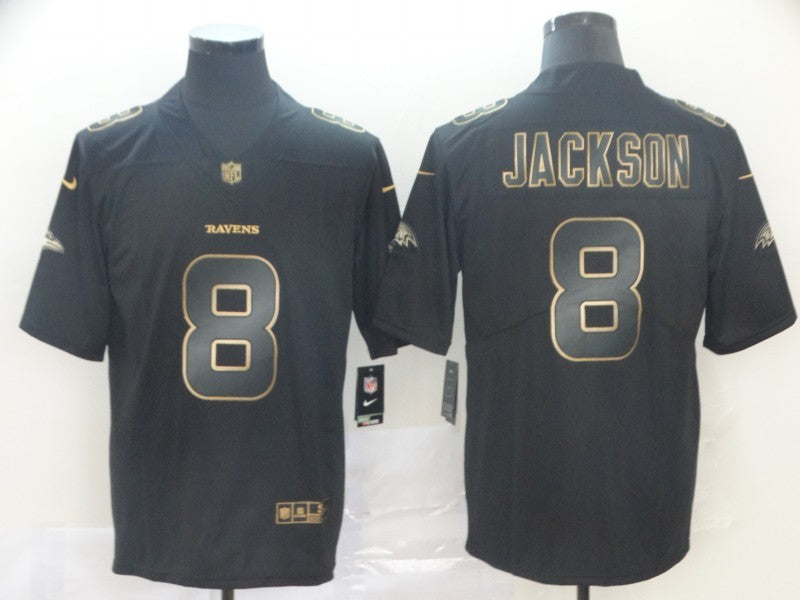 Men's Baltimore Ravens #8 Lamar Jackson Black Team Game Jersey1