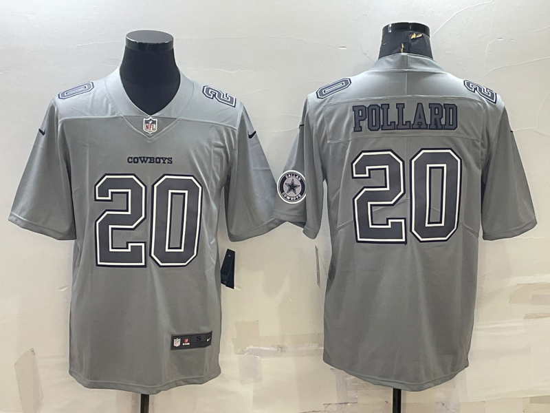 Men's Dallas Cowboys Tony Pollard #20 Gray Atmosphere Fashion Game Jersey1
