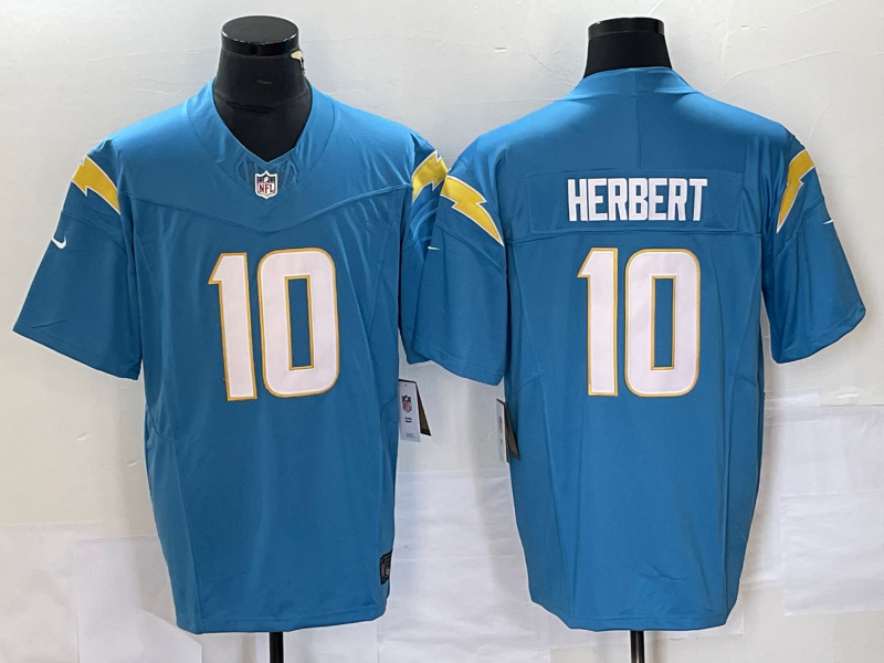 Men's Los Angeles Chargers Justin Herbert #10 Powder Blue Player Game Jersey1