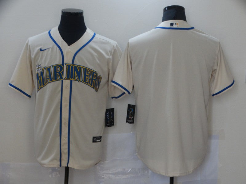 Men's Seattle Mariners Beige Replica Blank Jersey1