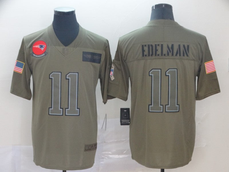 Men's New England Patriots Julian Edelman #11 Brown Game Jersey1