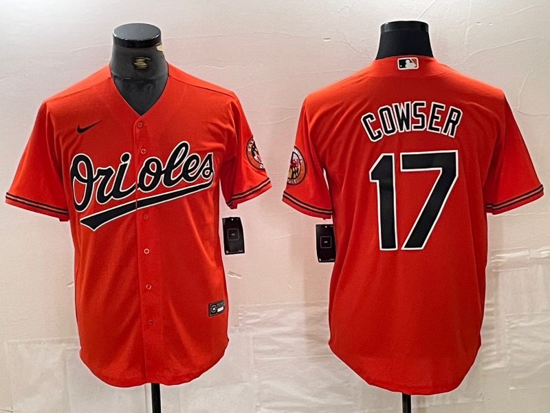 Men's Baltimore Orioles Colton Cowser #17 Orange Replica Player Jersey1