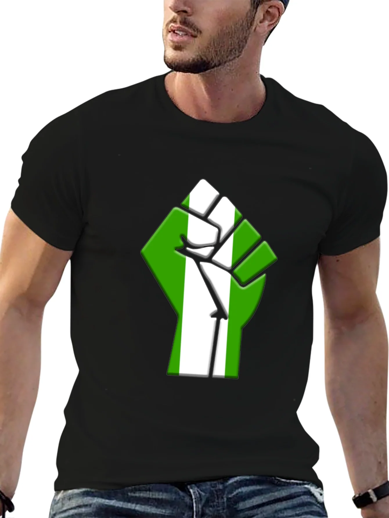 Nigeria Flag Fist T-Shirt - Black Pride Tee