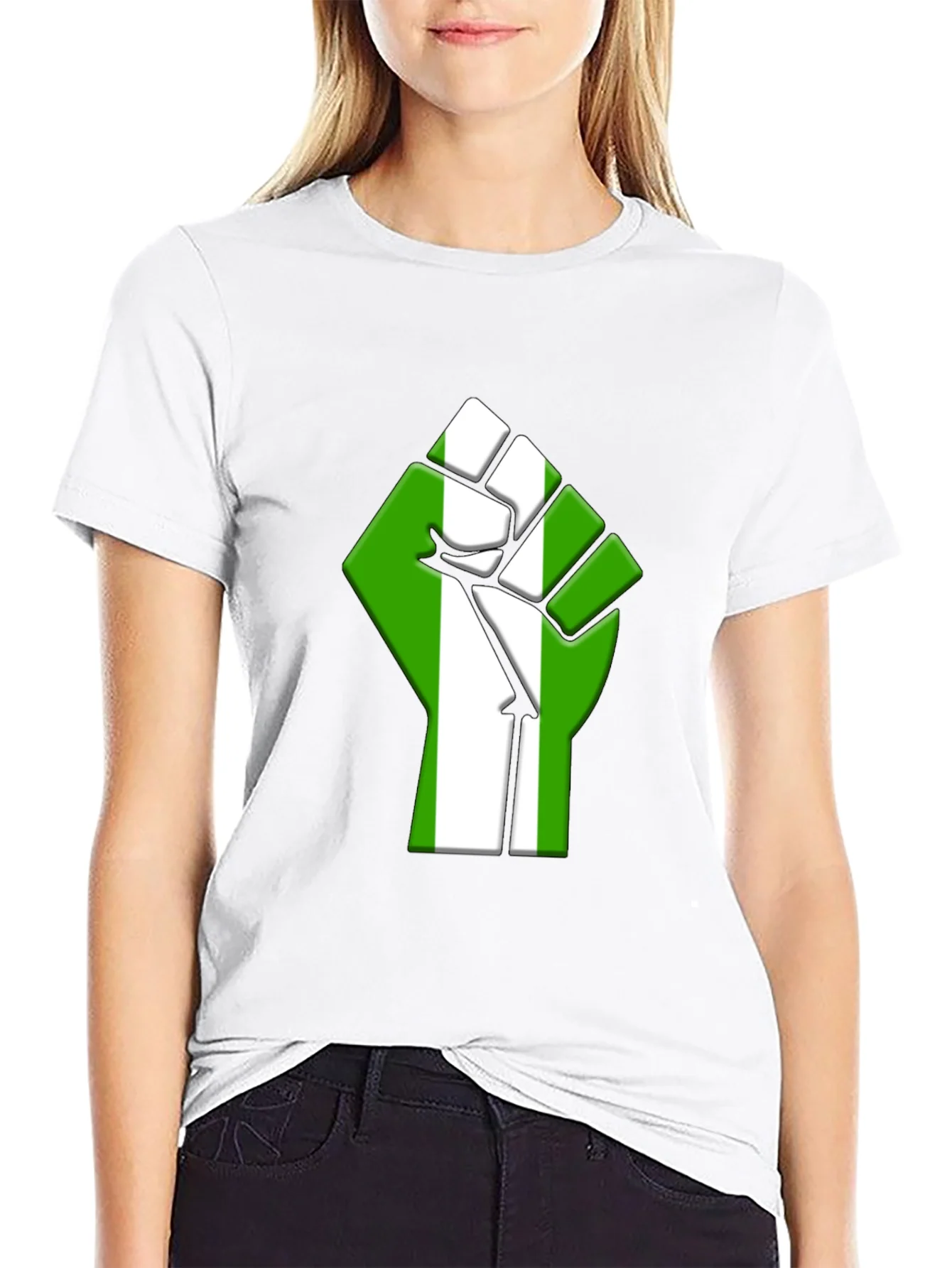 Nigeria Flag Fist T-Shirt - Black Pride Tee