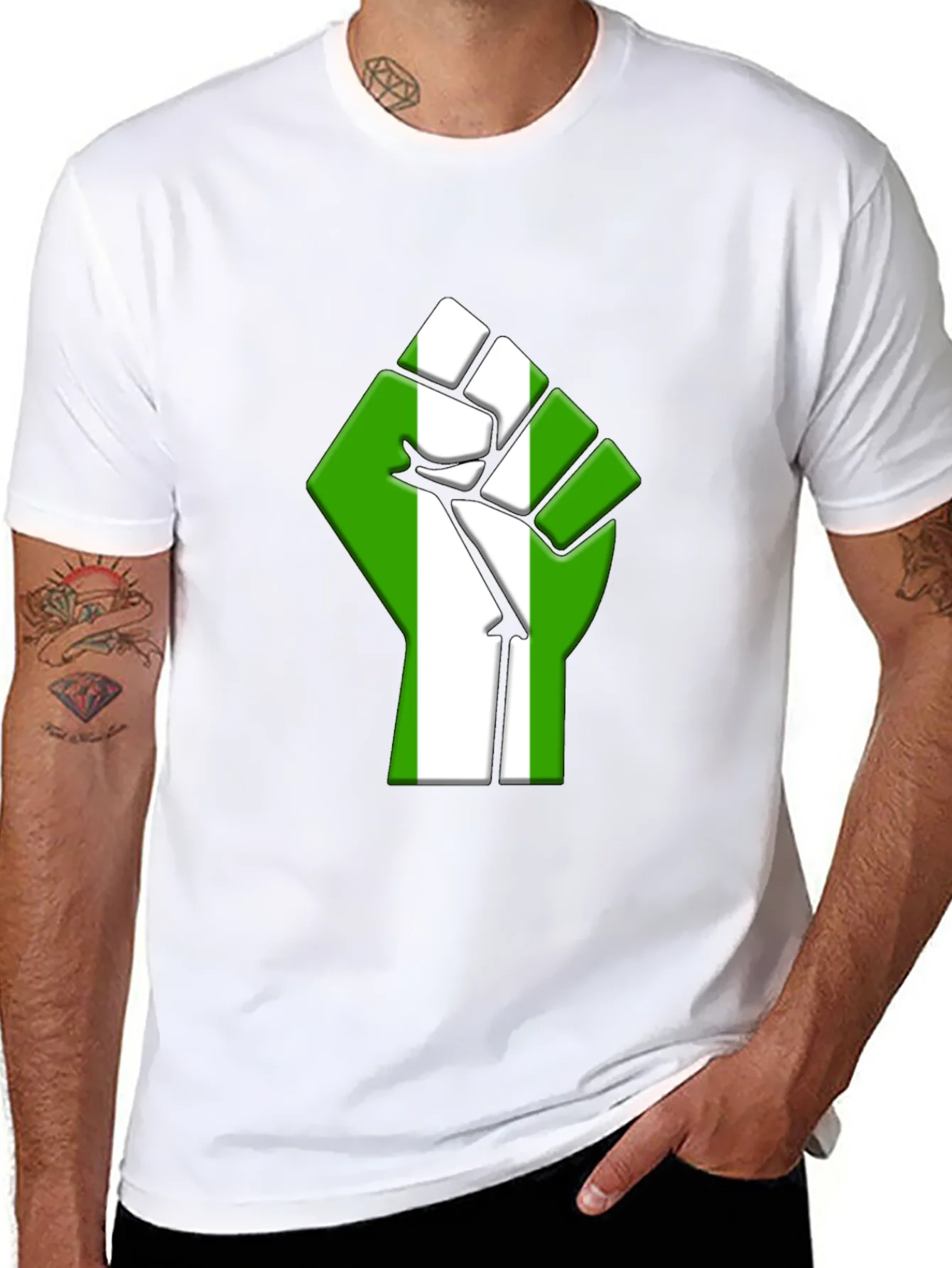 Nigeria Flag Fist T-Shirt - Black Pride Tee