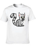 Cute Lemur Cartoon Graphic Tee Black