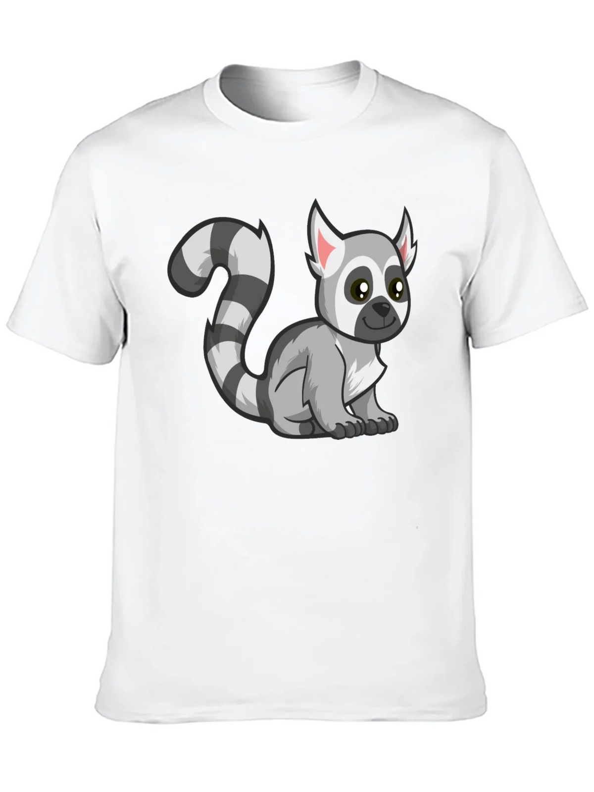 Cute Lemur Cartoon Graphic Tee Black