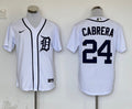 Men's Detroit Tigers Miguel Cabrera #24 White Replica Baseball Jersey