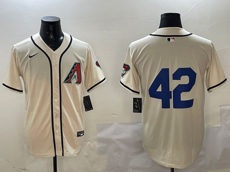 Men's Arizona Diamondbacks #42 White 2024 Jackie Robinson Day Home Limited Jersey