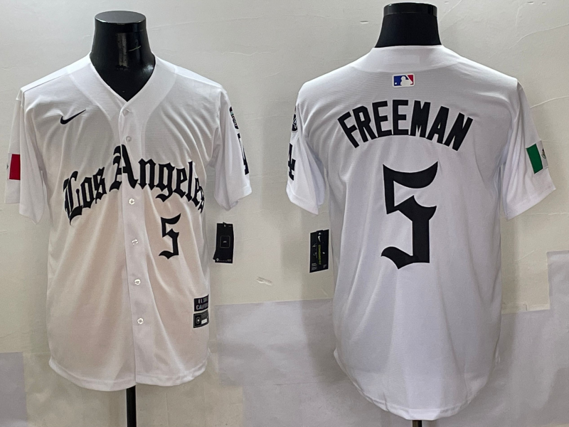 Men's Los Angeles Dodgers Freddie Freeman #5 White Team Player Jersey