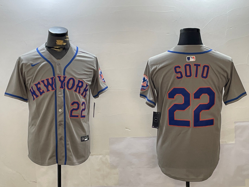 Men's New York Mets Juan Soto #22 Gray Player Jersey1