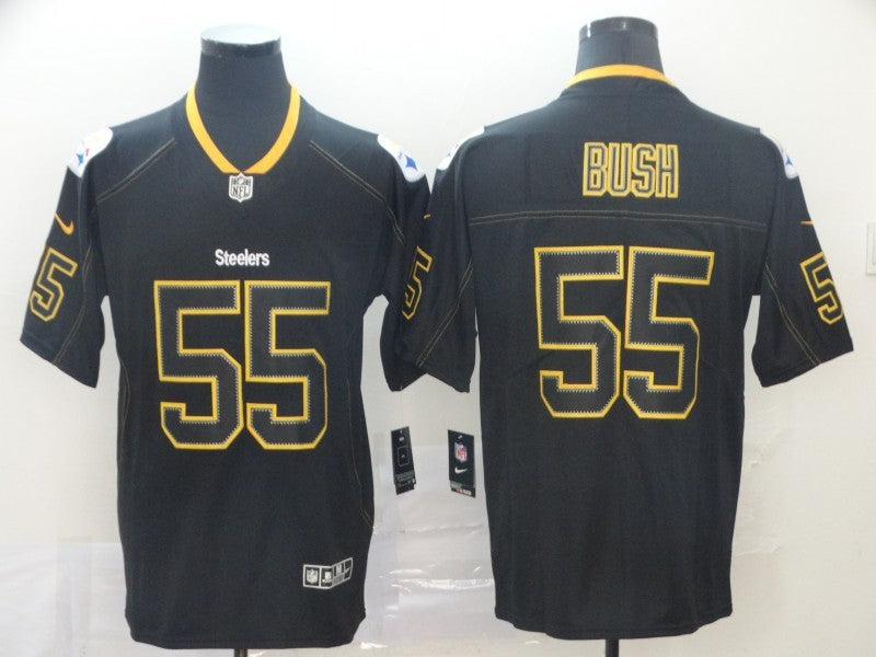 Men's Pittsburgh Steelers Devon Bush Jr. #55 Black Alternate Game Jersey1
