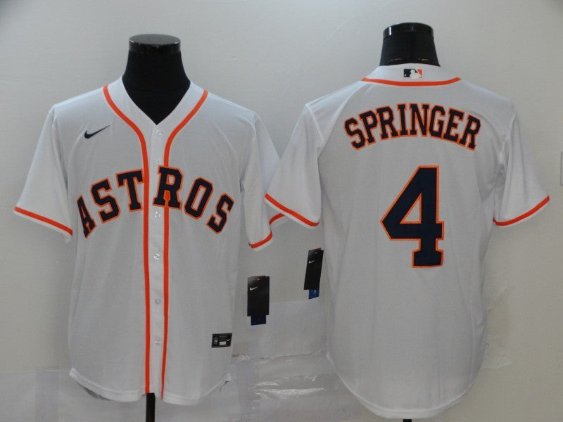 Men's Houston Astros George Springer #4 White Replica Baseball Jersey1