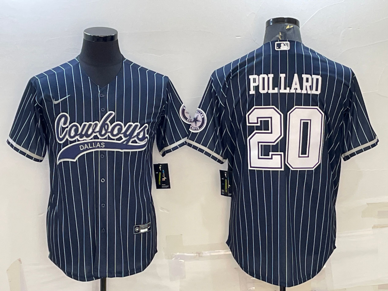 Men's Dallas Cowboys Tony Pollard #20 Navy Player Jersey1 Joint Edition