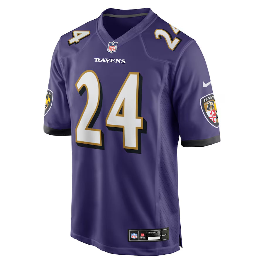 Men's Baltimore Ravens Malaki Starks  Purple 2025  Draft First Round Pick Game Jersey