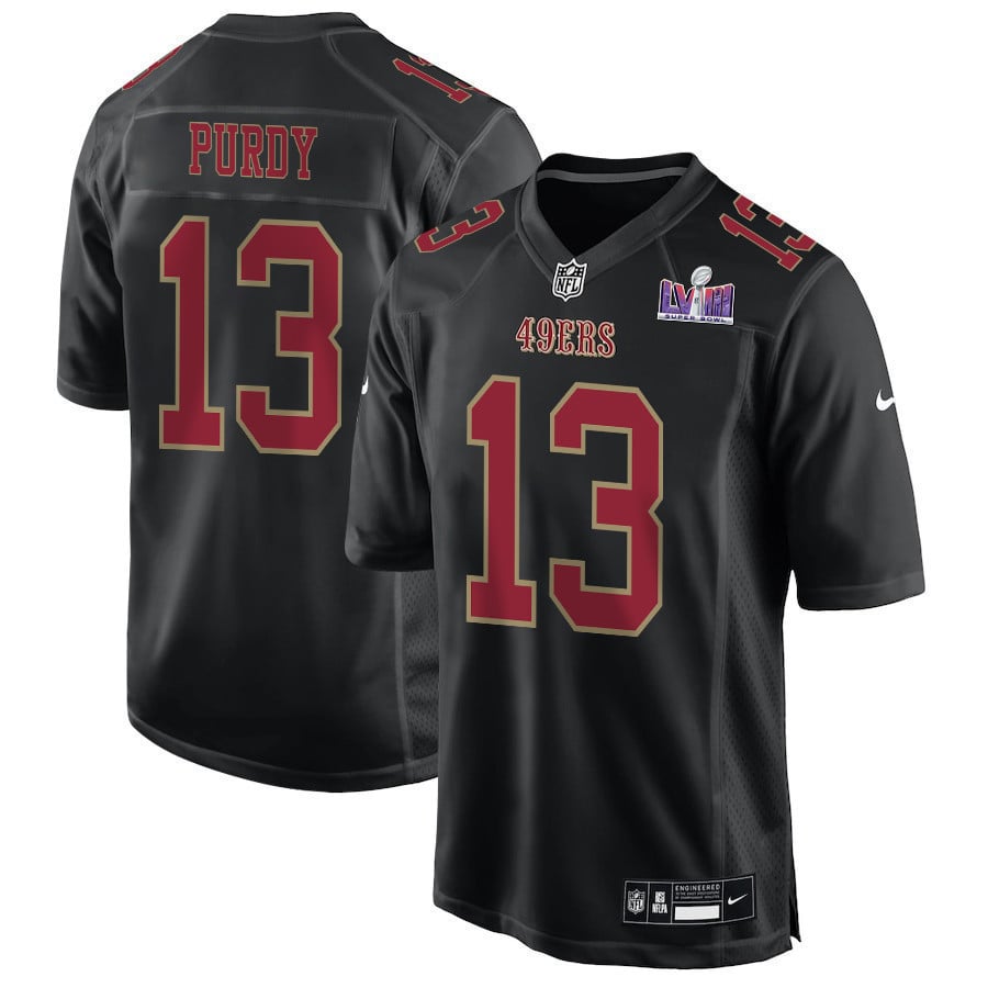 Brock Purdy 13 San Francisco 49ers Super Bowl LVIII Patch Fashion Game Men Jersey - Carbon Black