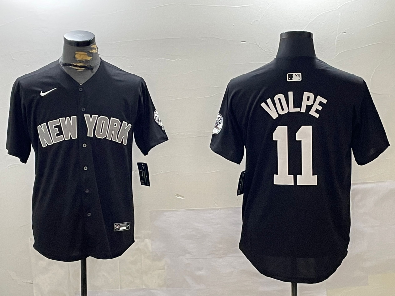Men's New York Yankees Anthony Volpe #11 Black Replica Player Jersey1