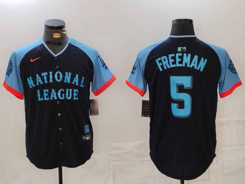 Men's National League Freddie Freeman #5 Navy 2024  All-Star Game Limited Player Jersey1