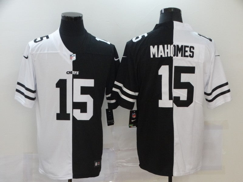 Men's Kansas City Chiefs Patrick Mahomes #15 Black/White Game Jersey1