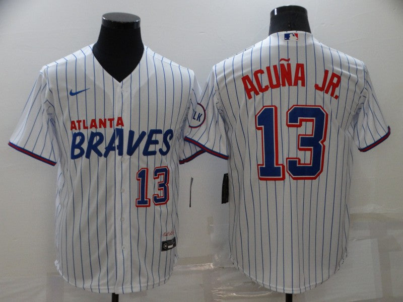 Men's Atlanta Braves Ronald Acuna Jr. #13 White Stitched Jersey1 City Edition