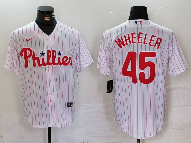 Men's Philadelphia Phillies Zack Wheeler #45 White Replica Player Jersey1