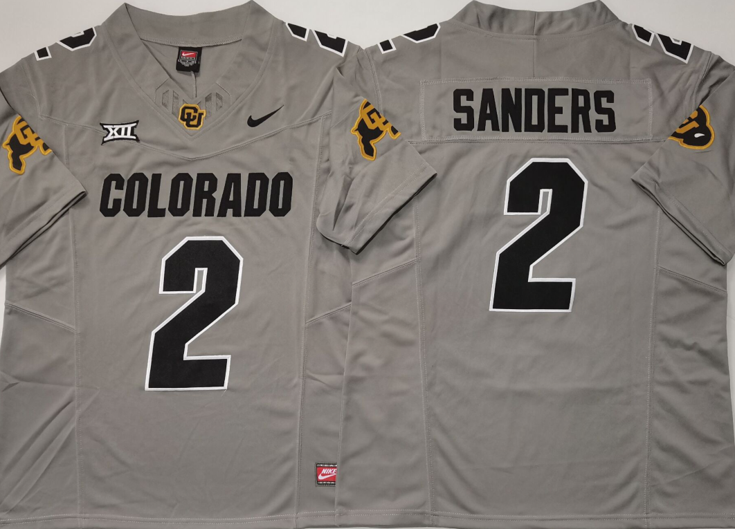Men's Colorado Buffaloes Shedeur Sanders #2 Grey Player Game Jersey